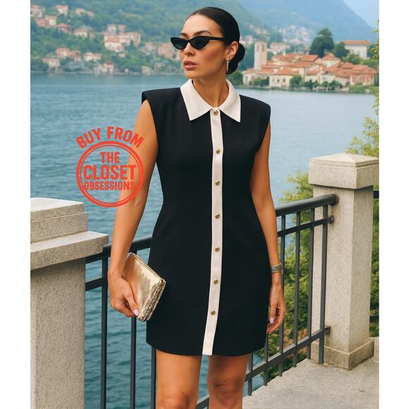 ZARA Blogger Favorite Contrast Lapel Mini Dress NWT – Black & White, Size M & L - Picture 1 of 16